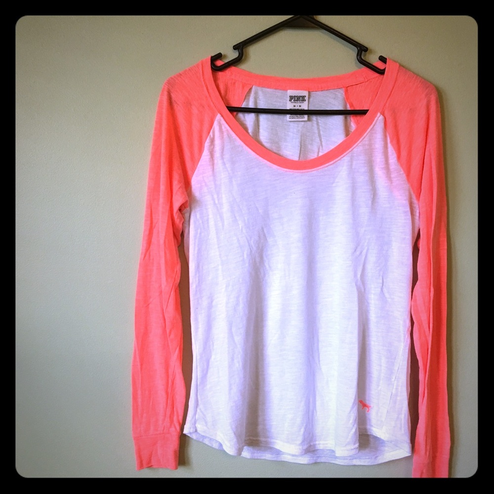 Bright orange PINK baseball tee